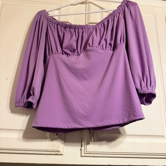 - Chic Nation | Spring Purple Smock Boho Top 3/4 sleeves - Picture 1 of 8